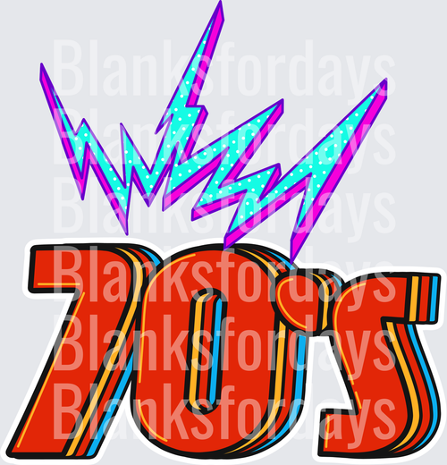 Bold Retro 70s Typography with Electric Lightning Bolts (DTF)
