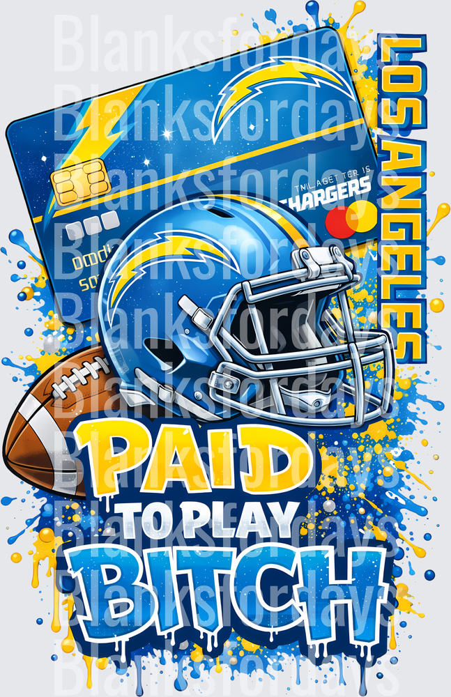 Los Angeles Chargers Paid To Play Bitch Credit Card Helmet (DTF)