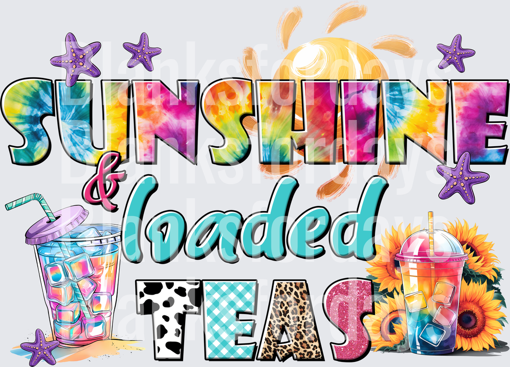 Sunshine & Loaded Teas Tie-Dye Summer Iced Drink Sunflowers (DTF)