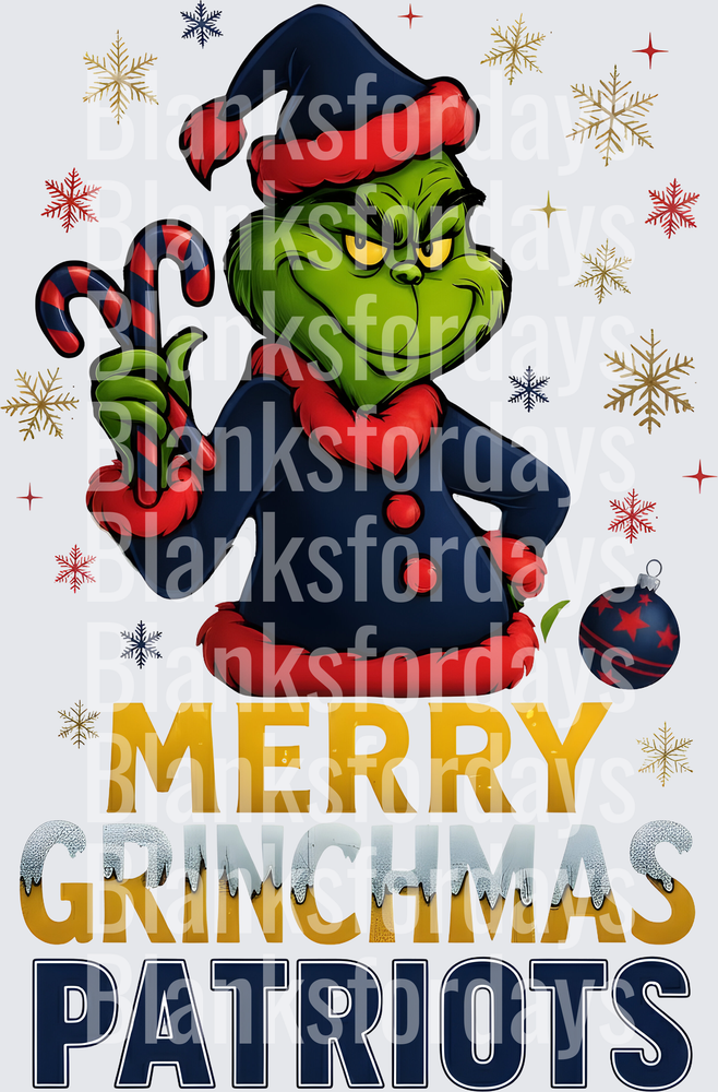Merry Grinchmas New England Patriots Grinch Christmas (DTF)