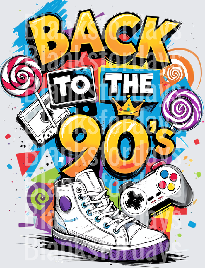 Back To The 90s Retro Nostalgia Sneaker Gaming Design (DTF)