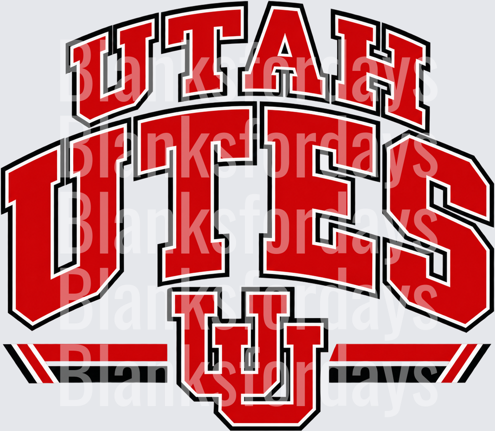 Utah Utes Bold Arched Collegiate Logo with UU Emblem (DTF)