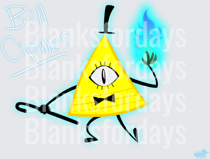 Bill Cipher Gravity Falls Glowing Blue Flame Triangle (DTF)