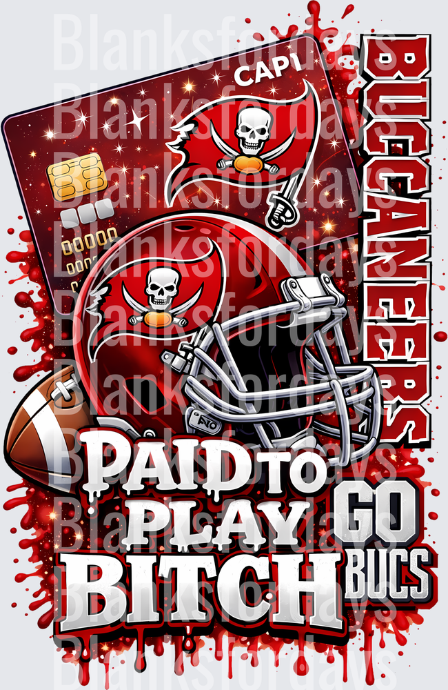 Tampa Bay Buccaneers Paid To Play Bitch Go Bucs Credit Card (DTF)