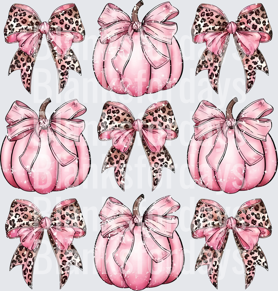 Pink Pumpkins and Leopard Print Bows Fall Halloween Bundle (DTF)