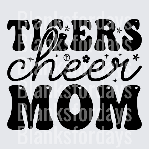 Tigers Cheer Mom Retro Bold Typography with Floral Accents (DTF)