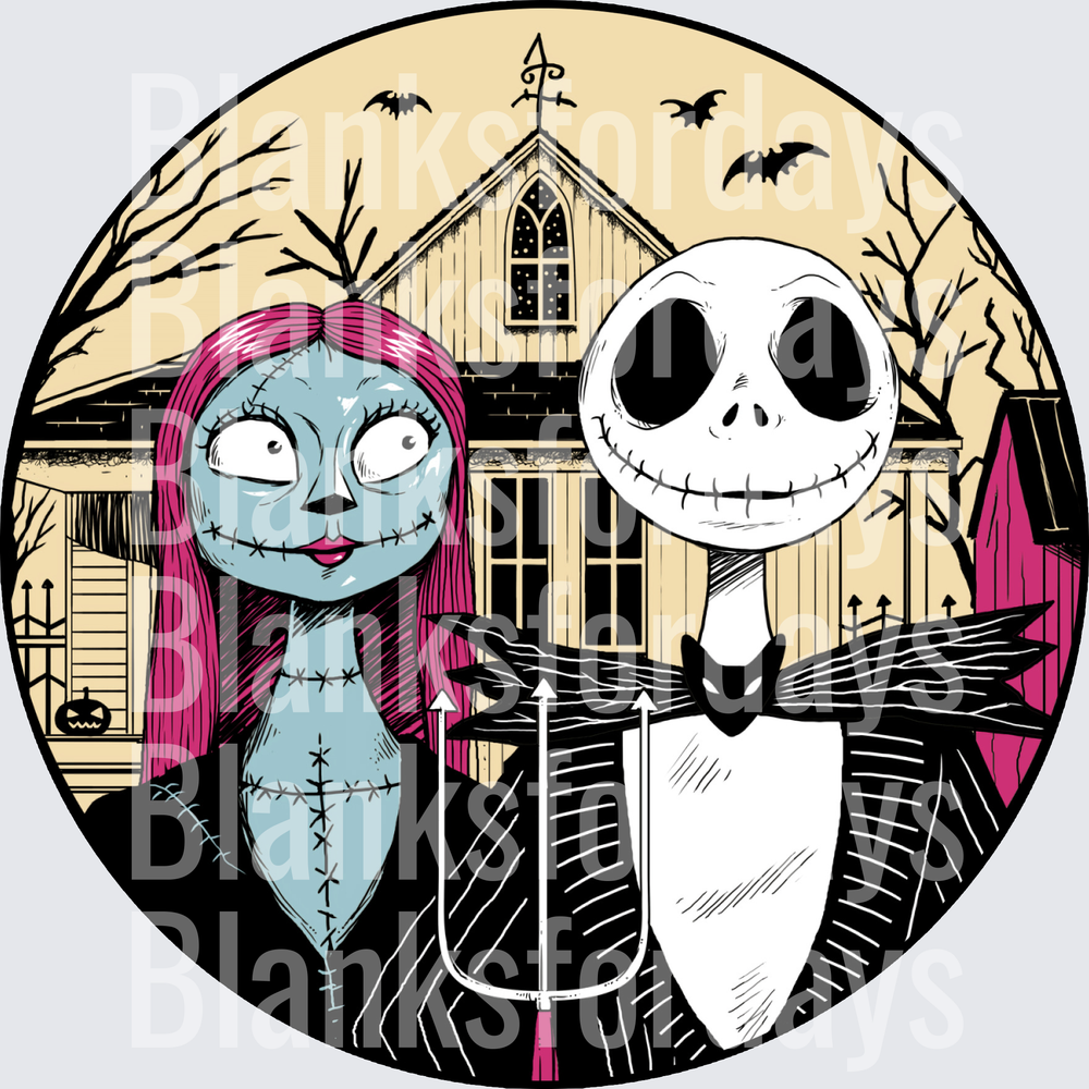 Jack Skellington and Sally Nightmare Before Christmas American Gothic (DTF)