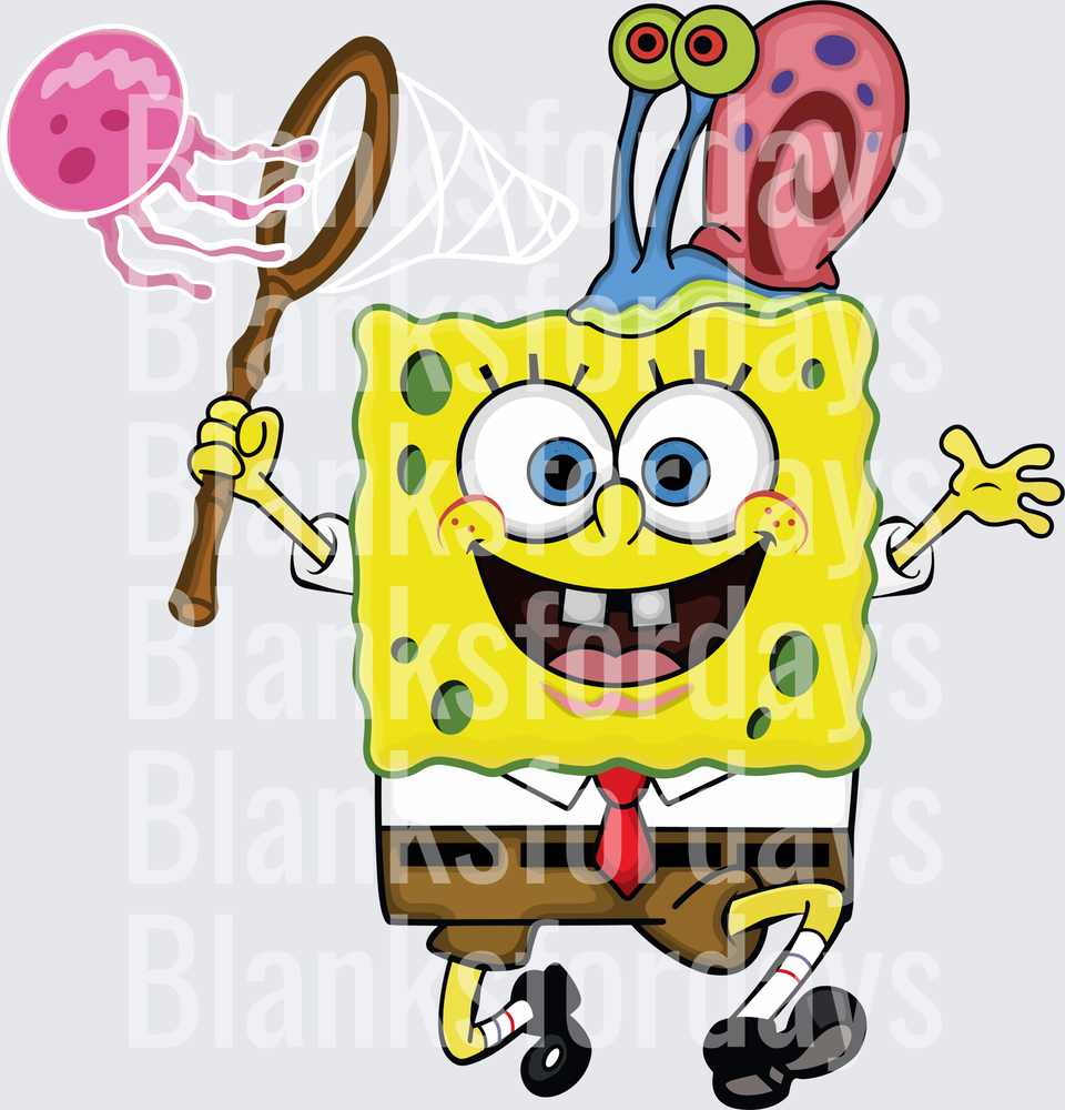 SpongeBob SquarePants with Gary Playing Pickleball (DTF)