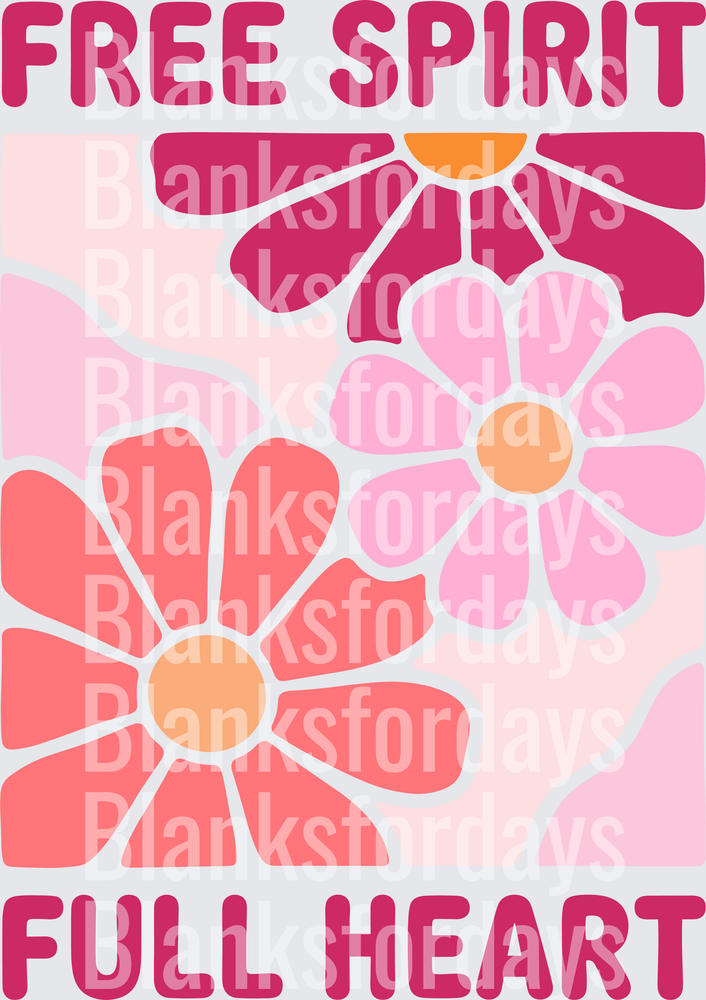 Free Spirit Full Heart Retro Groovy Floral Design (DTF)