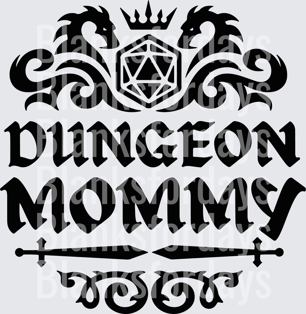 Dungeon Mommy D&D Dragon Crest D20 Gothic Fantasy Design (DTF)