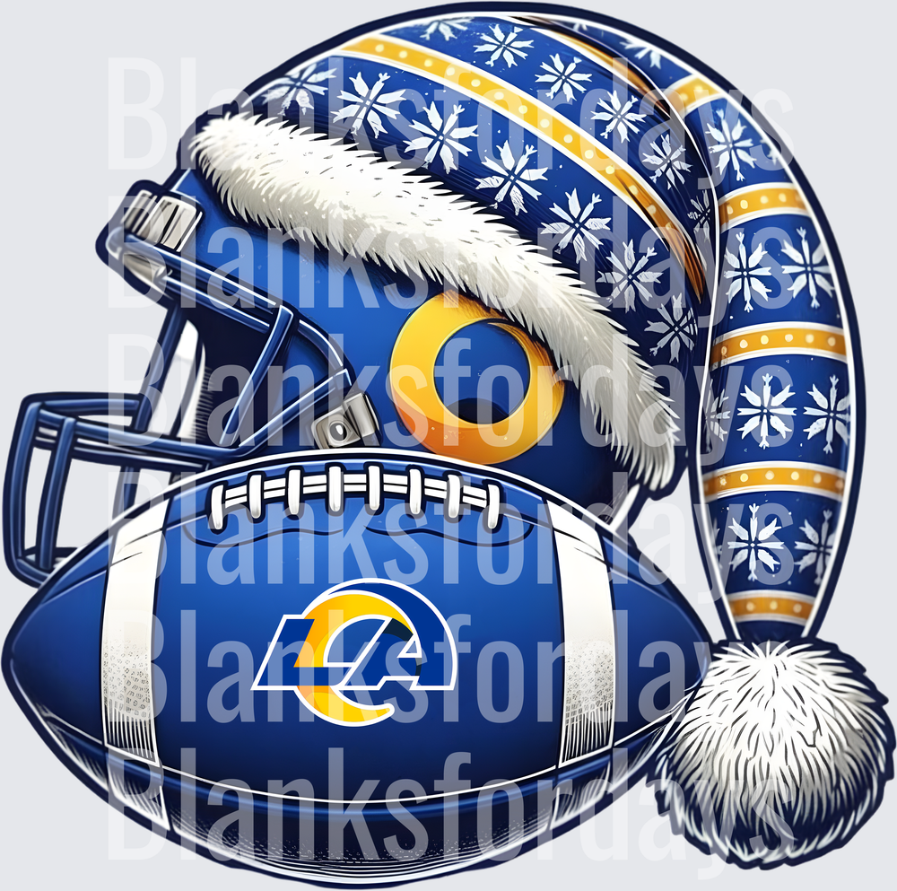 Los Angeles Rams Christmas Santa Hat Helmet Football (DTF)