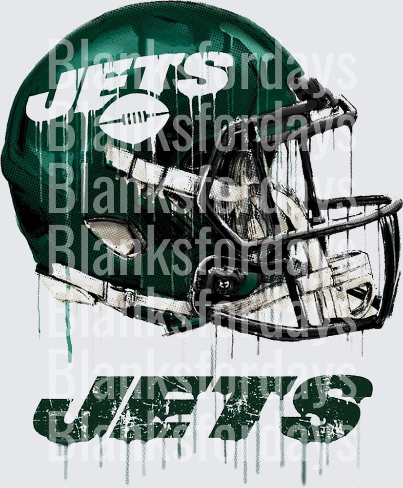 New York Jets NFL Football Helmet Drip Grunge Design (DTF)