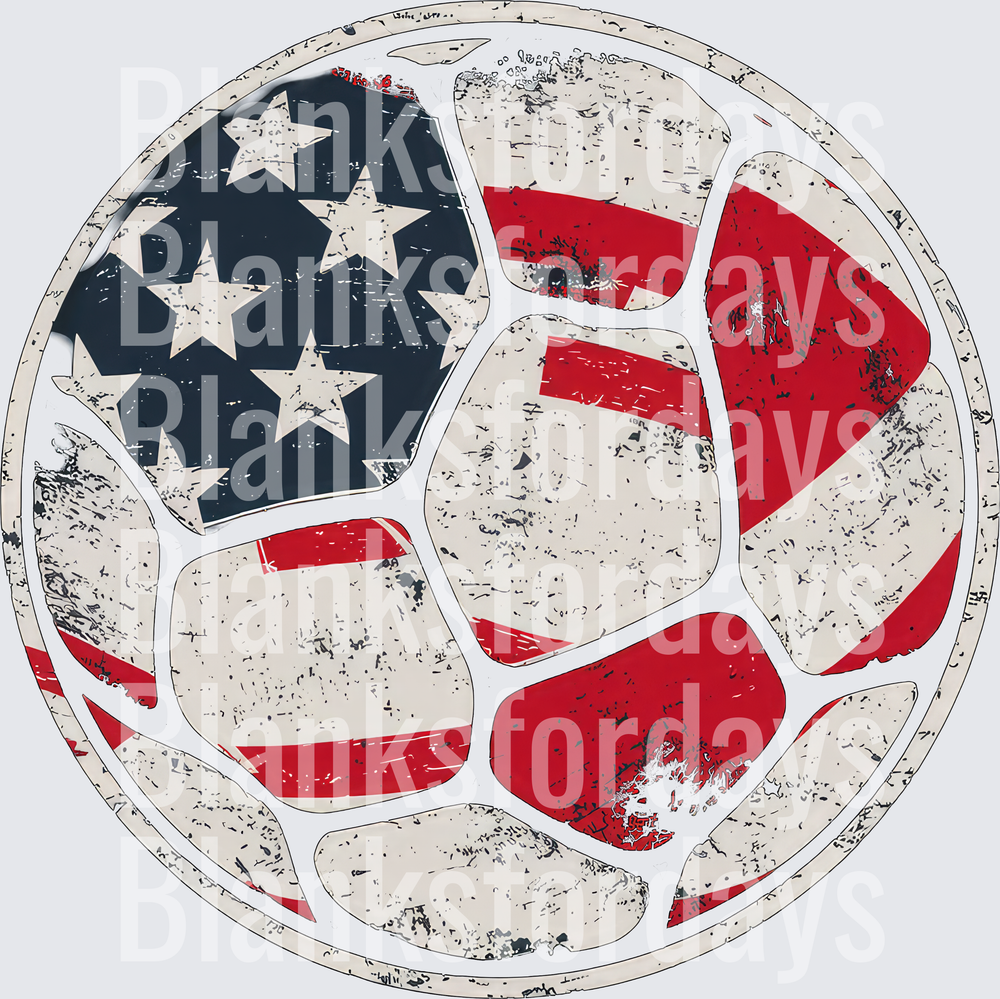 Distressed American Flag Soccer Ball Patriotic USA Grunge (DTF)