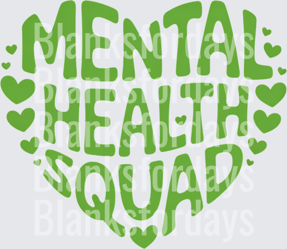 Mental Health Squad Green Heart Awareness Design (DTF)