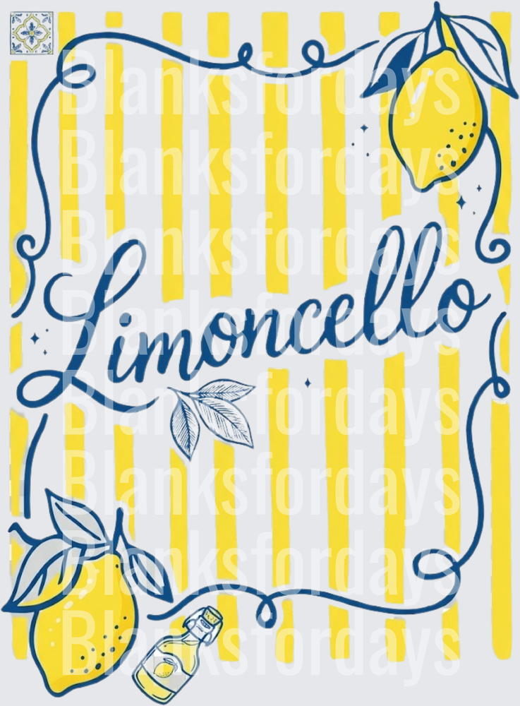Limoncello Italian Lemon Liqueur Yellow Stripe Design (DTF)