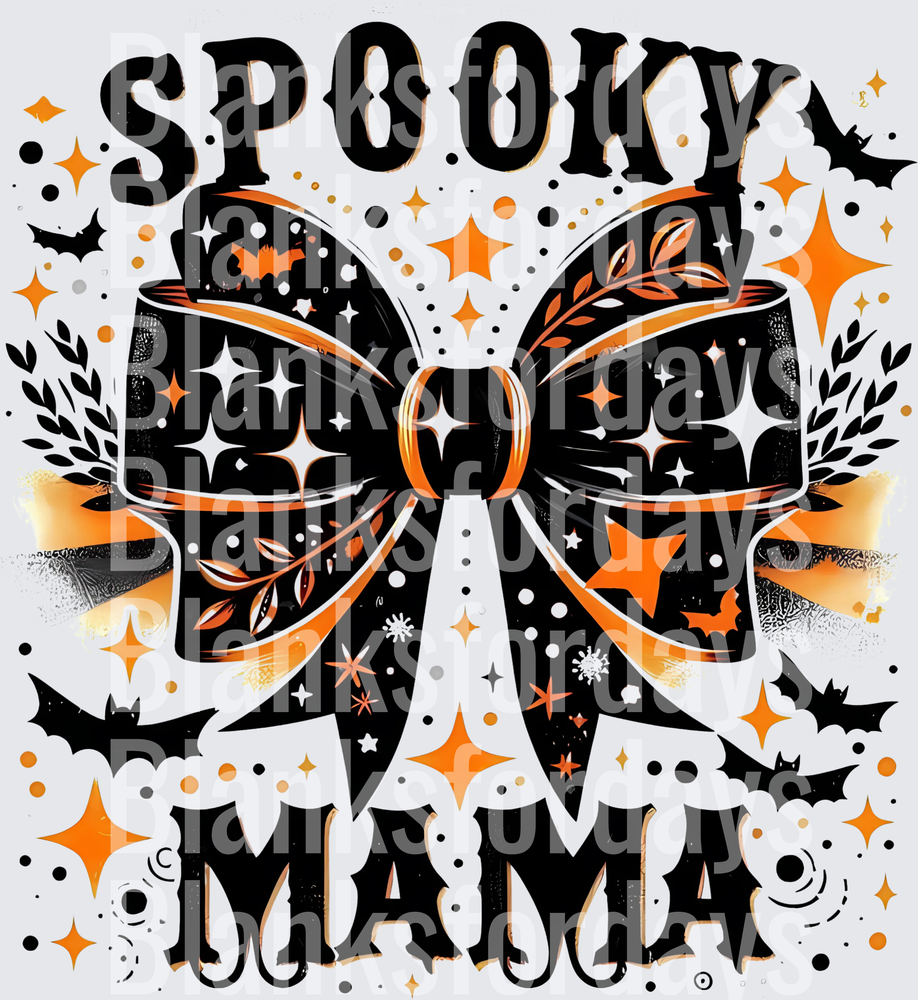 Spooky Mama Halloween Bow with Bats and Stars (DTF)