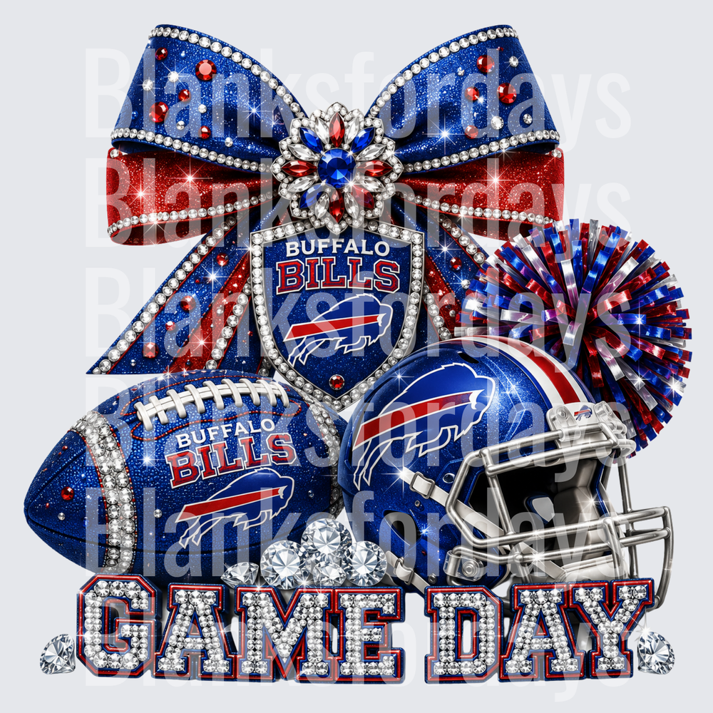 Buffalo Bills Game Day Glam Rhinestone Bow Football Helmet (DTF)