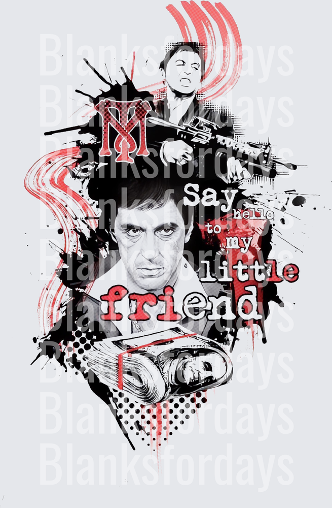 Scarface Tony Montana Say Hello To My Little Friend Collage (DTF)