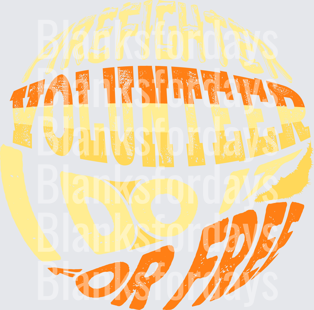 Volunteer For Free Basketball Word Art Orange Yellow (DTF)