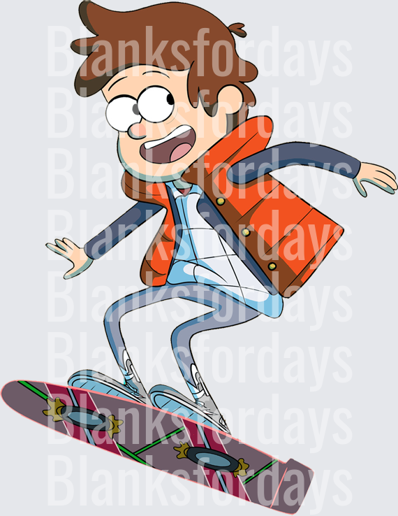 Marty McFly Cartoon Hoverboard Back to the Future (DTF)