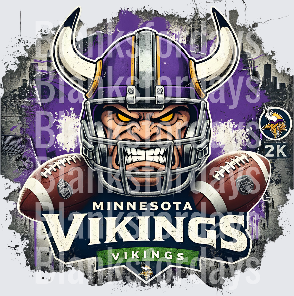 Minnesota Vikings Fierce Mascot Grunge Football Design (DTF)