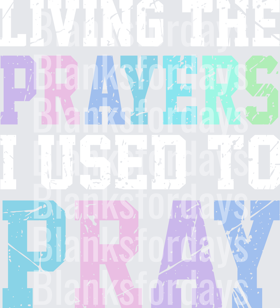 Living The Prayers I Used To Pray Distressed Colorful Text (DTF)