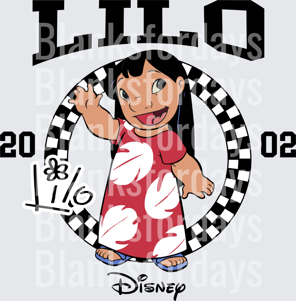 Lilo Collegiate Varsity 2002 Checkered Circle Disney (DTF)