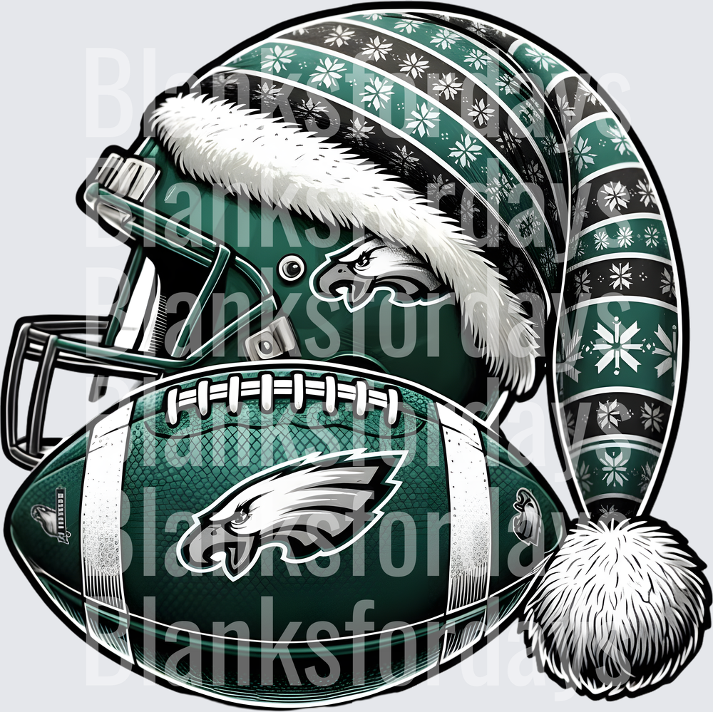 Philadelphia Eagles Christmas Santa Hat Helmet Football (DTF)