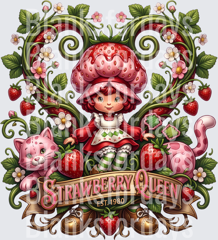 Strawberry Shortcake Queen Est 1980 Floral Vine Design (DTF)