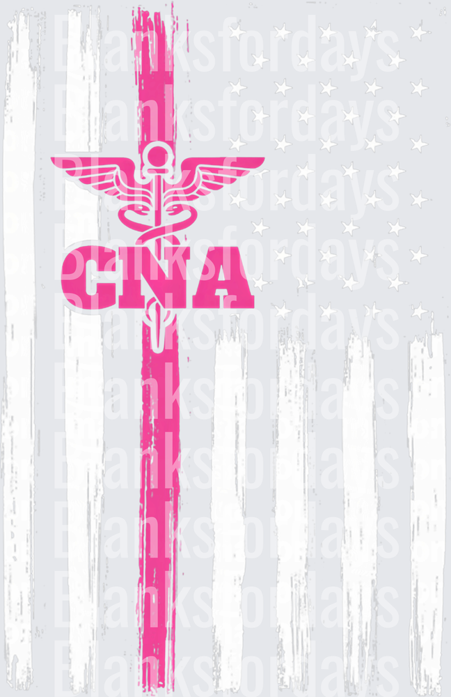Pink CNA Caduceus Distressed American Flag Patriotic Nurse (DTF)