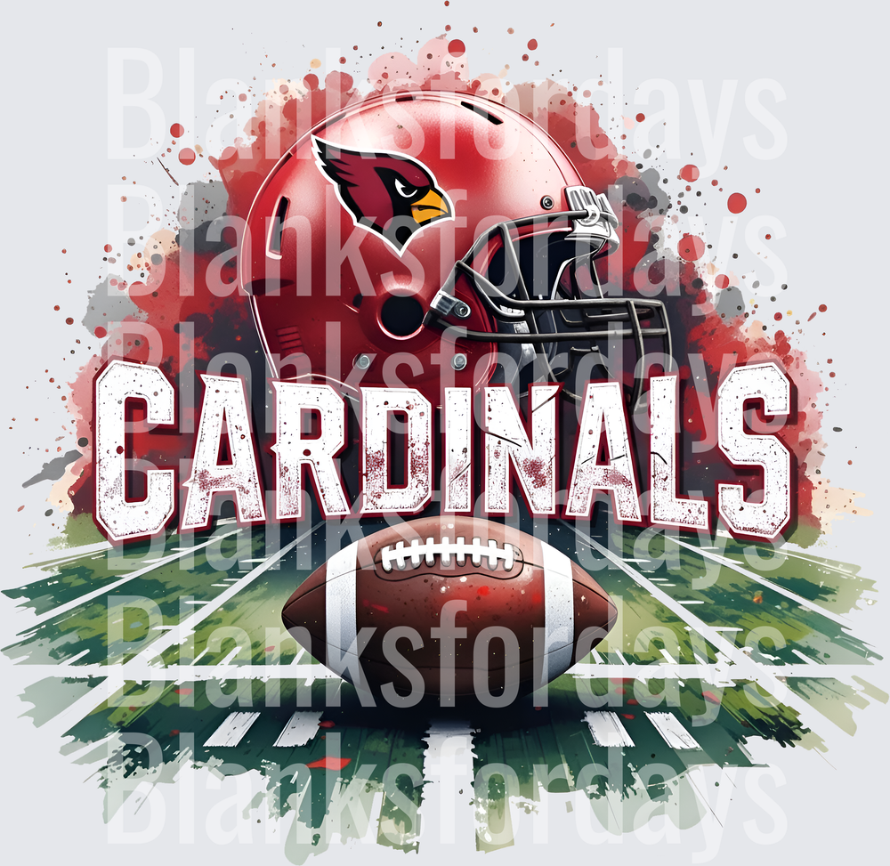 Arizona Cardinals NFL Helmet Football Splatter Design (DTF)