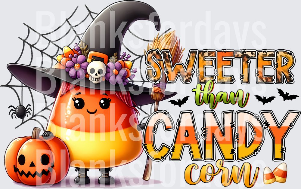 Sweeter Than Candy Corn Cute Halloween Witch Candy Corn Character (DTF)