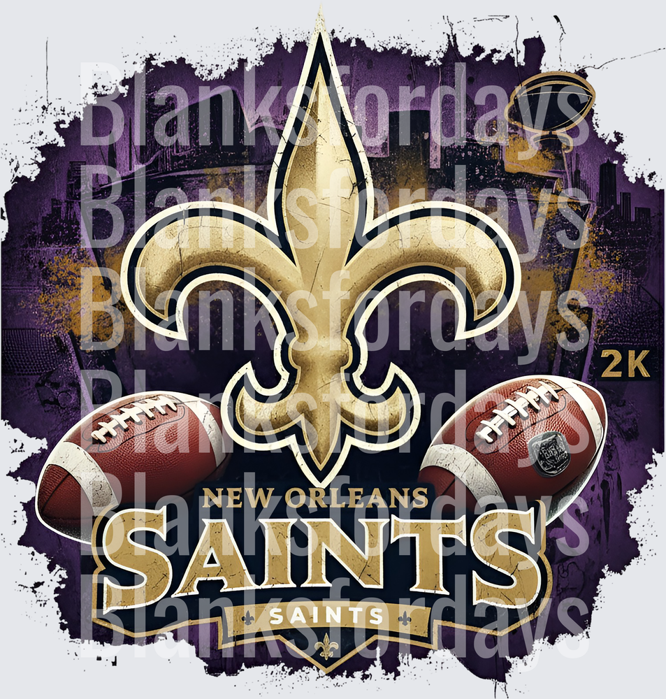 New Orleans Saints Fleur de Lis Grunge Football Logo (DTF)