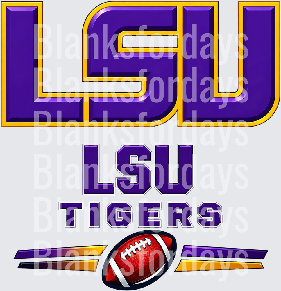 LSU Tigers Bold Purple Gold Football Graphic Design (DTF)