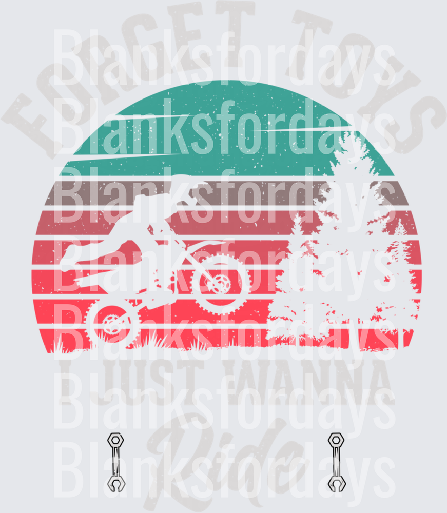 Retro Sunset Motocross Dirt Bike Rider Pine Trees Wrenches (DTF)