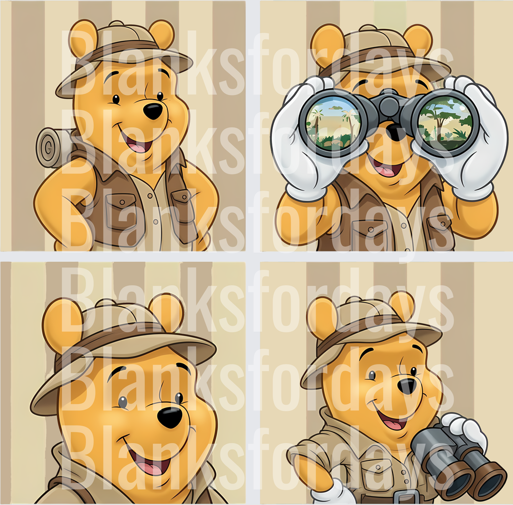 Winnie the Pooh Safari Explorer Four Panel Design (DTF)