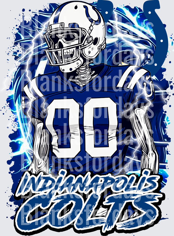 Indianapolis Colts Skeleton Player Lightning Bolt Graphic (DTF)