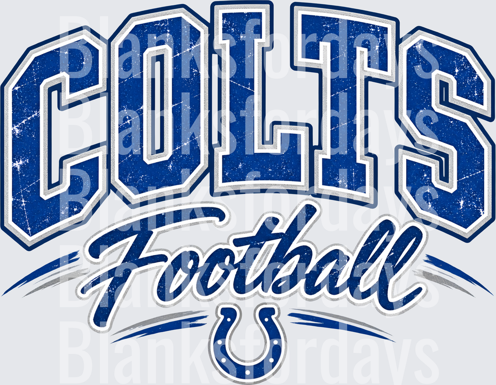 Indianapolis Colts Football Distressed Arch Logo Design (DTF)