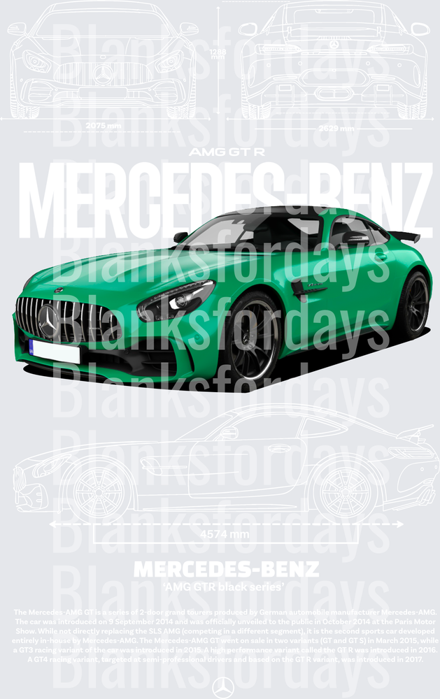 Mercedes-Benz AMG GT R Green Supercar Blueprint Design (DTF)