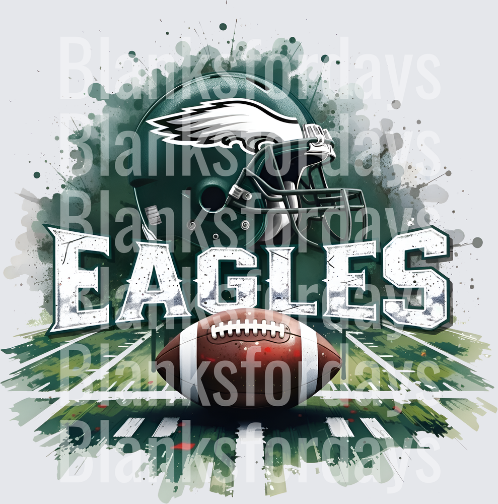 Philadelphia Eagles Football Helmet Grunge Splatter Design (DTF)