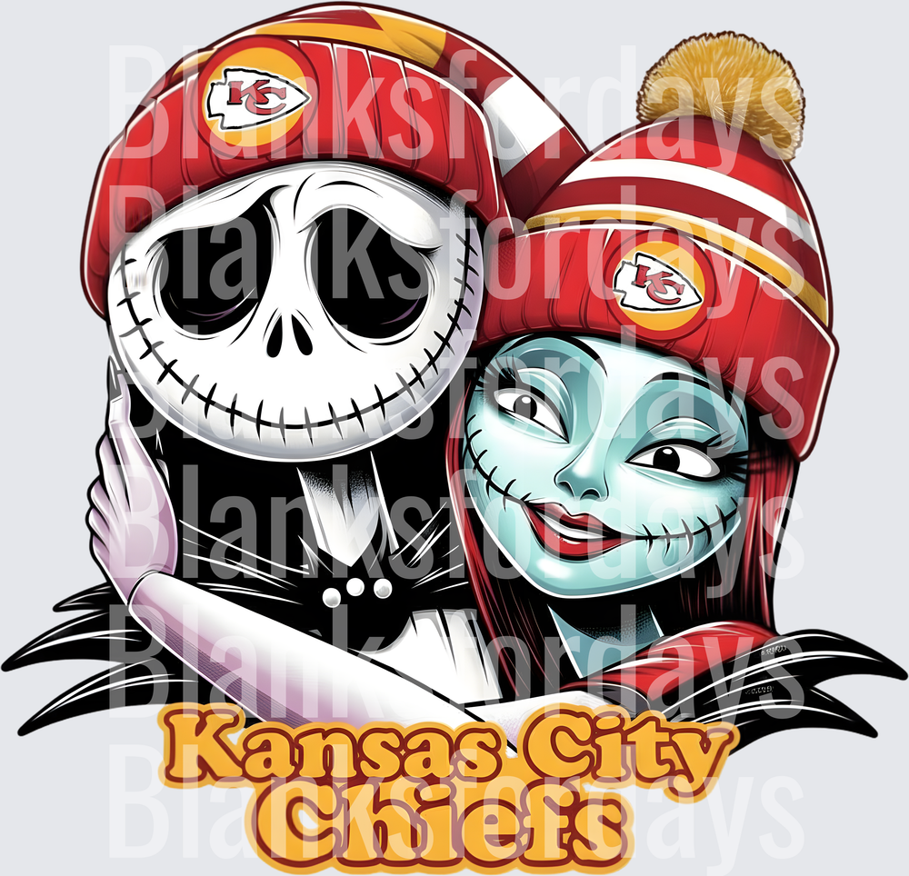 Jack Skellington and Sally Kansas City Chiefs Fan Couple (DTF)
