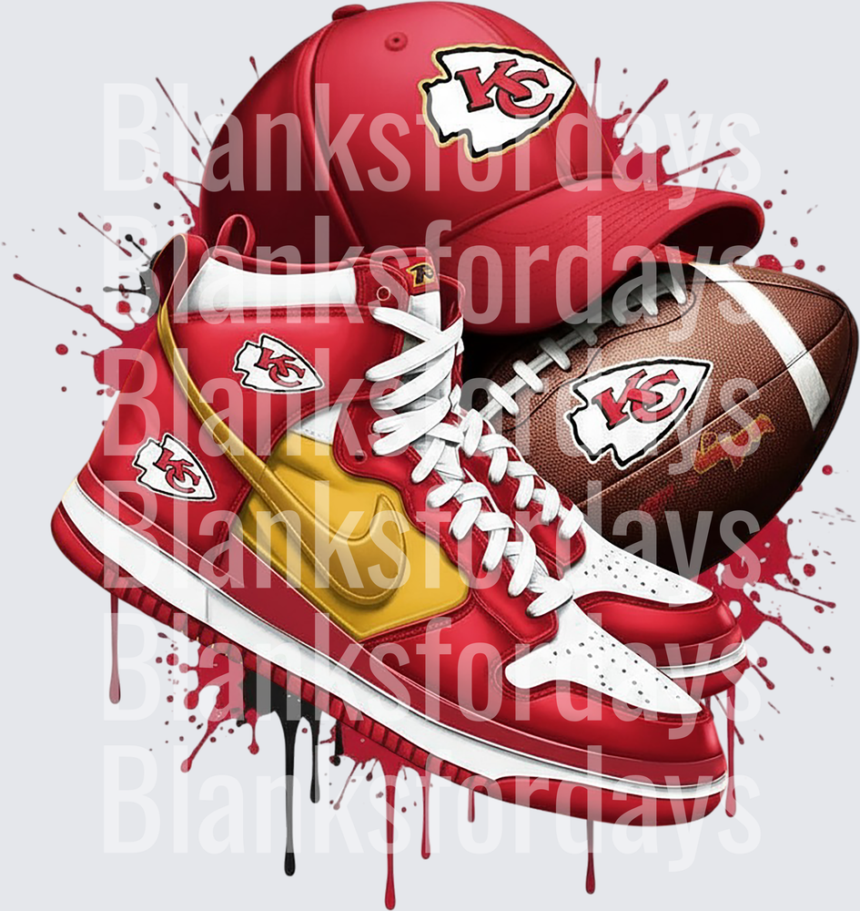 Kansas City Chiefs Sneakers Hat Football Paint Splatter (DTF)