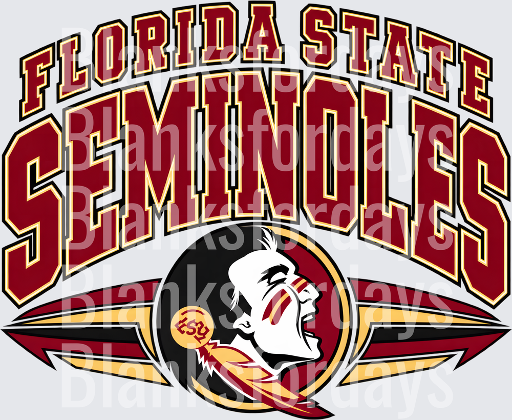 Florida State Seminoles FSU Mascot Arched Logo Design (DTF)