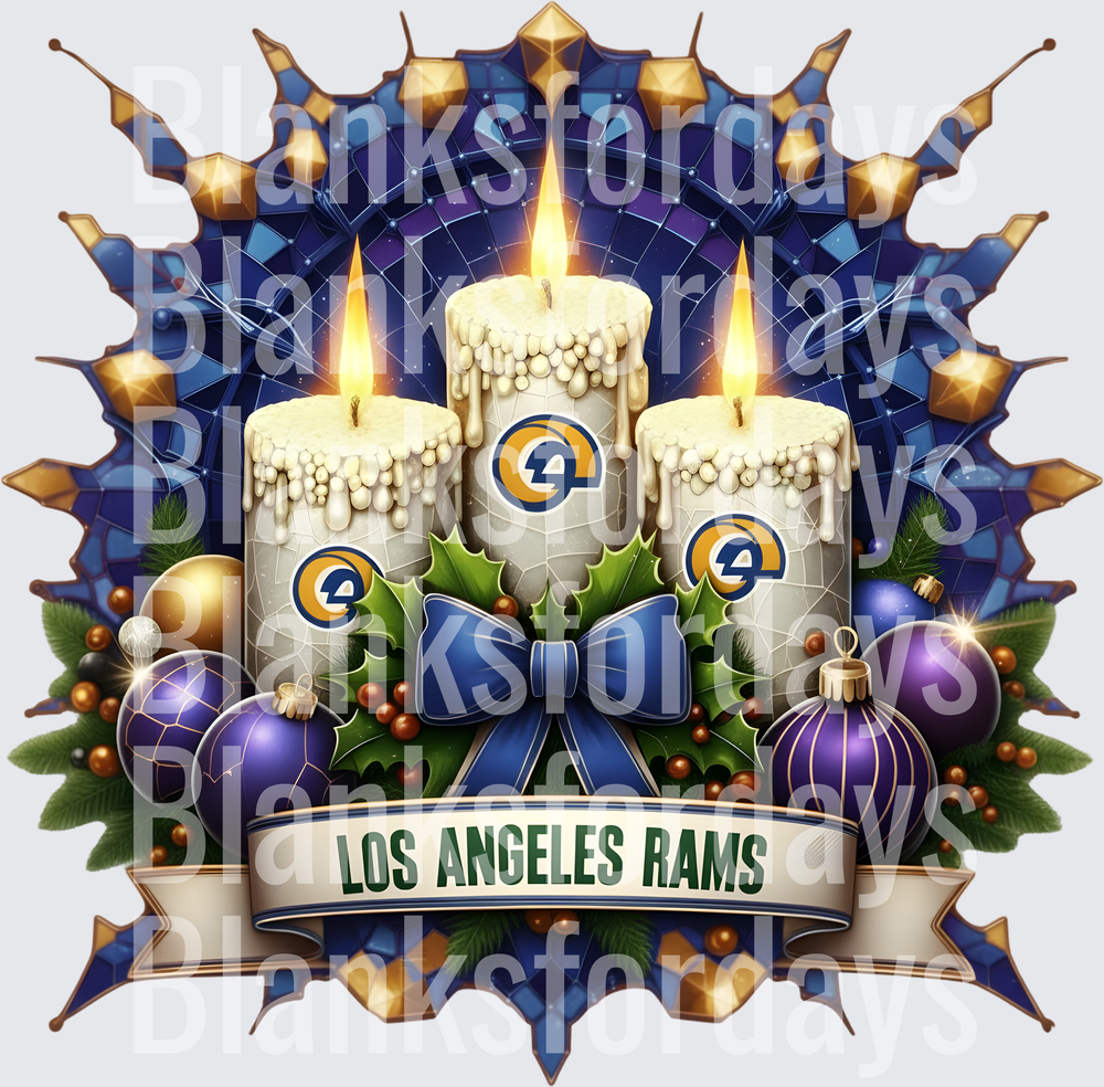 Los Angeles Rams Christmas Candles Holiday Ornaments Design (DTF)