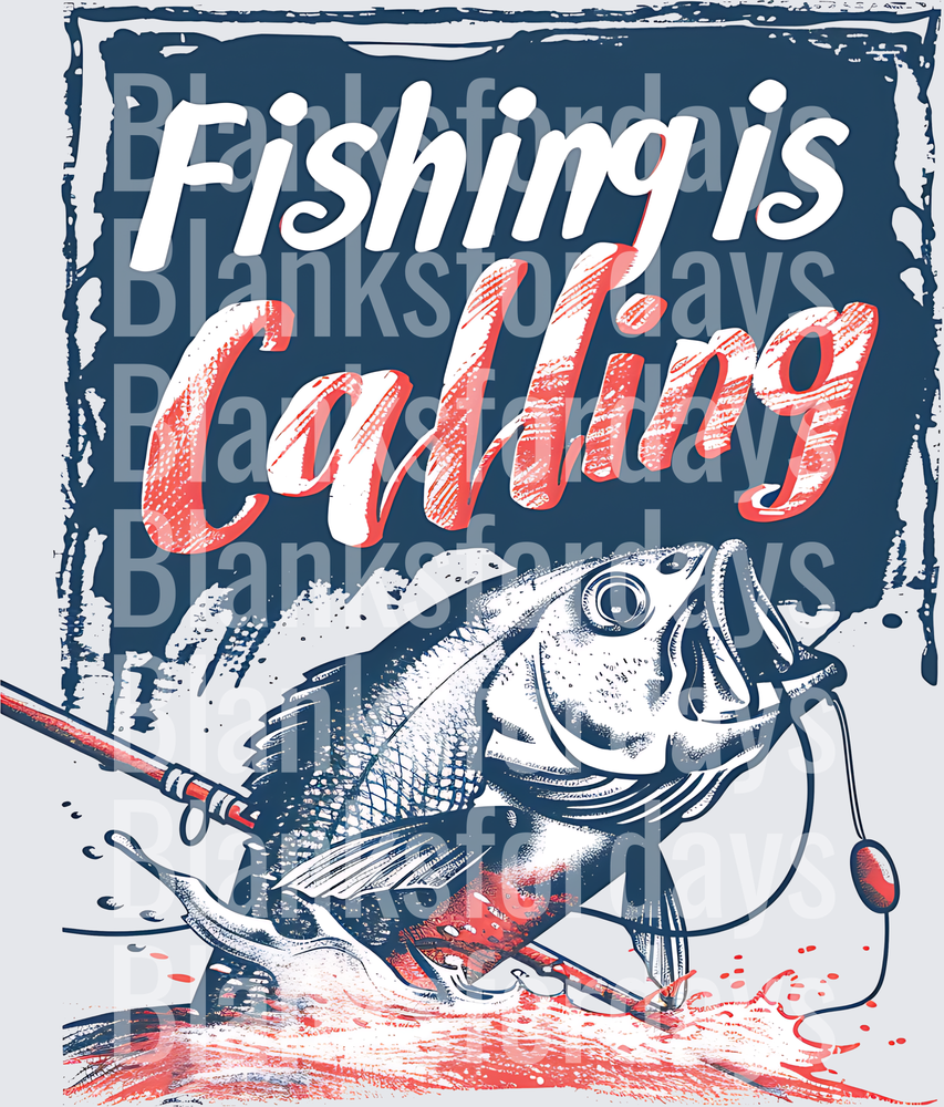 Fishing Is Calling Bass Jumping Rod Vintage Graphic (DTF)