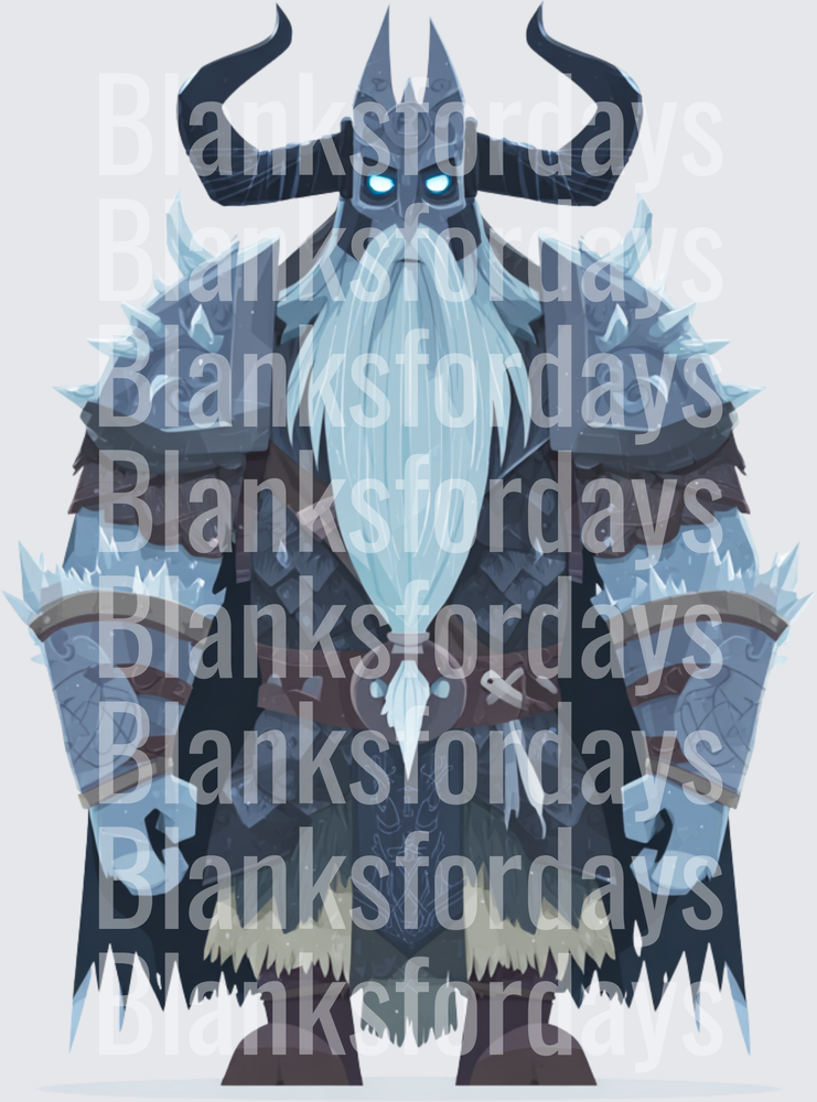 Frost Giant Ice Viking Warrior with Glowing Blue Eyes (DTF)