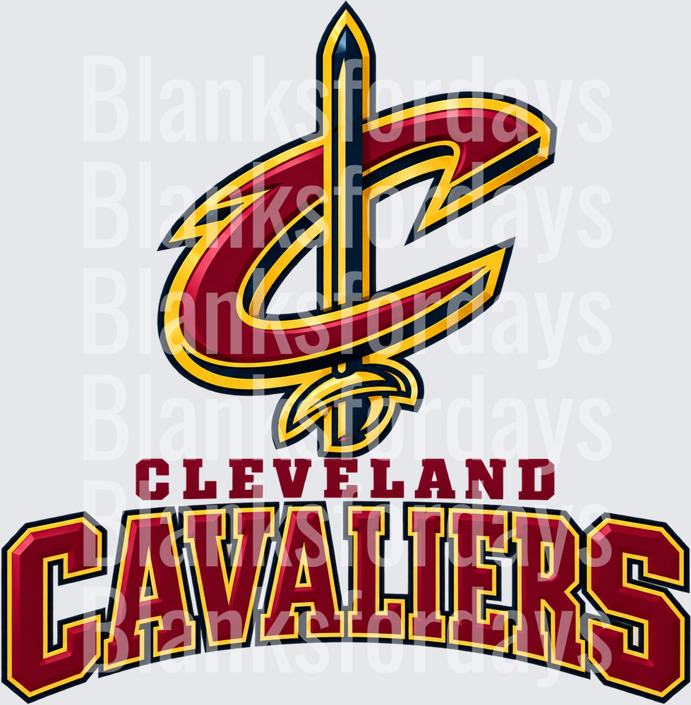 Cleveland Cavaliers NBA Logo with Sword and Bold Lettering (DTF)