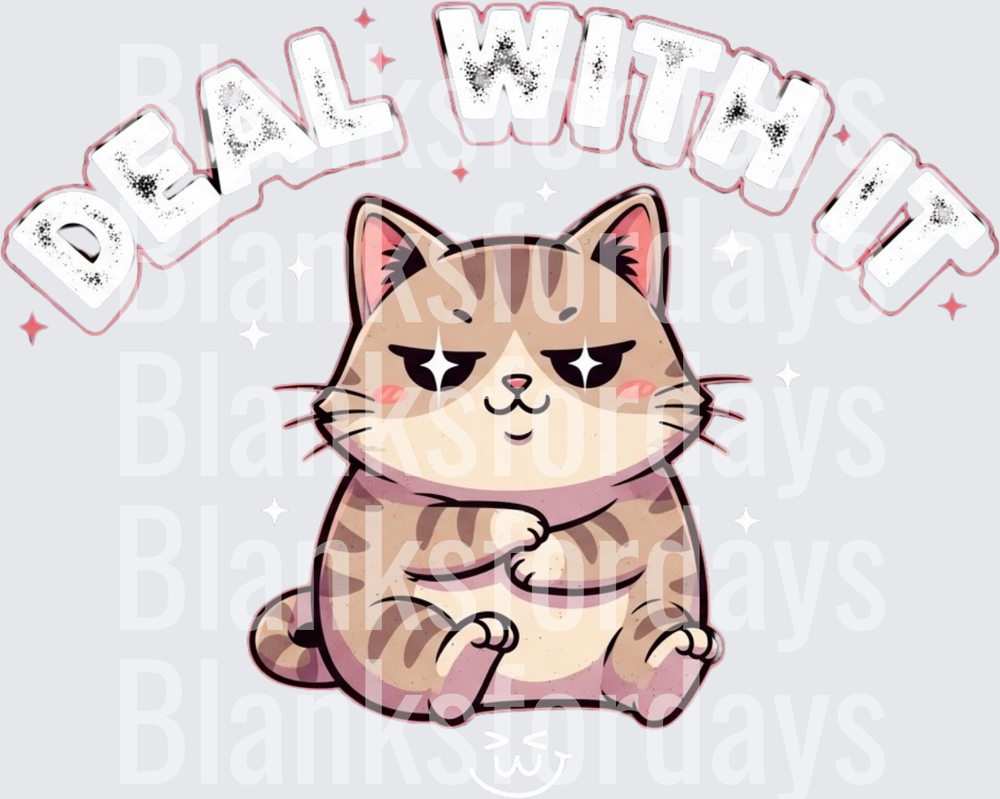 Deal With It Grumpy Kawaii Cat Middle Finger (DTF)