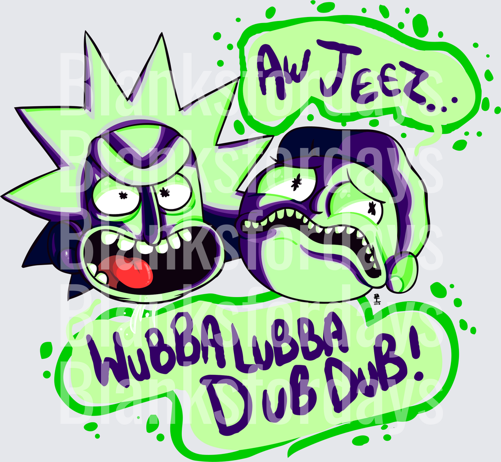 Rick and Morty Wubba Lubba Dub Dub Aw Jeez Green Splatter (DTF)