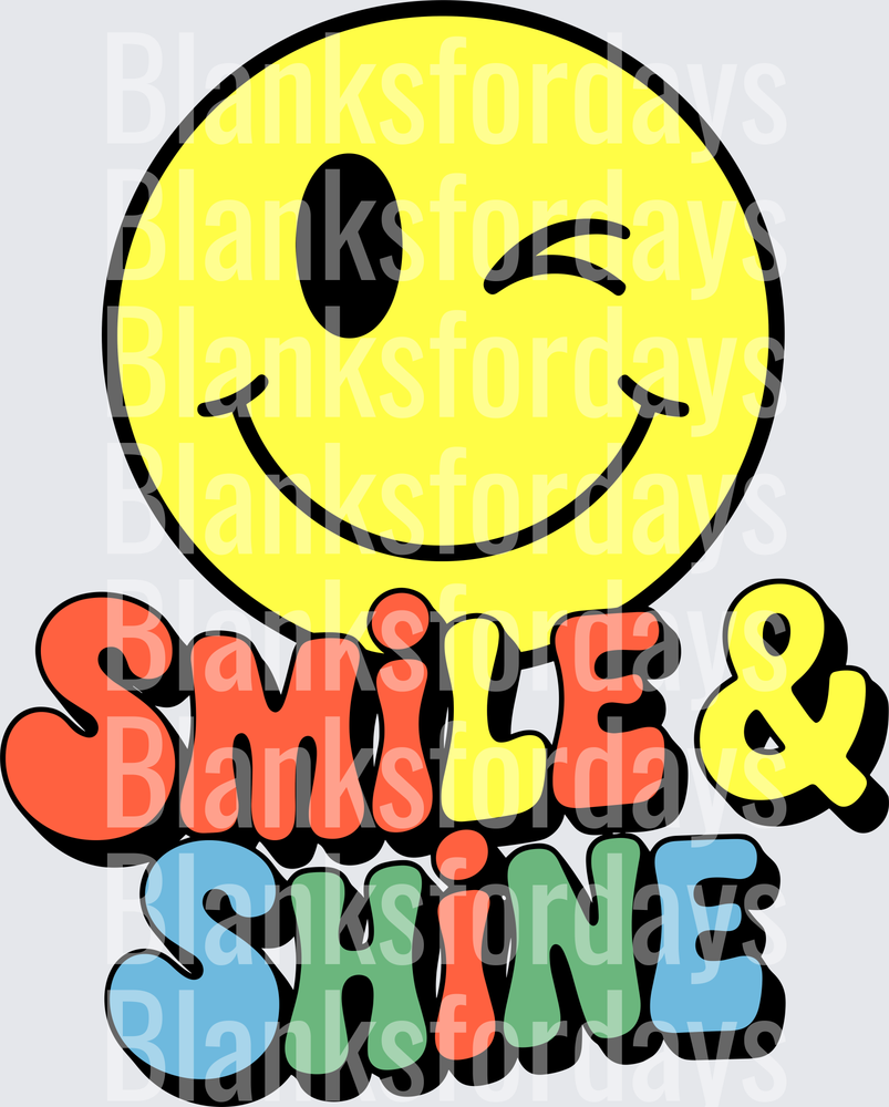 Smile & Shine Winking Smiley Face Retro Groovy Bold Text (DTF)